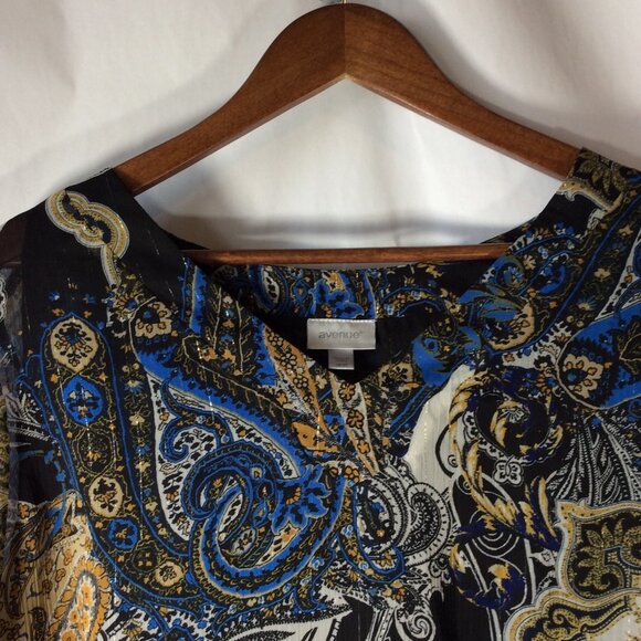 Avenue Blouse Blue Paisley Blouse Size 18/20 - Picture 4 of 8